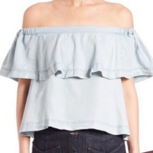 Free people light blue off the shoulder shirt